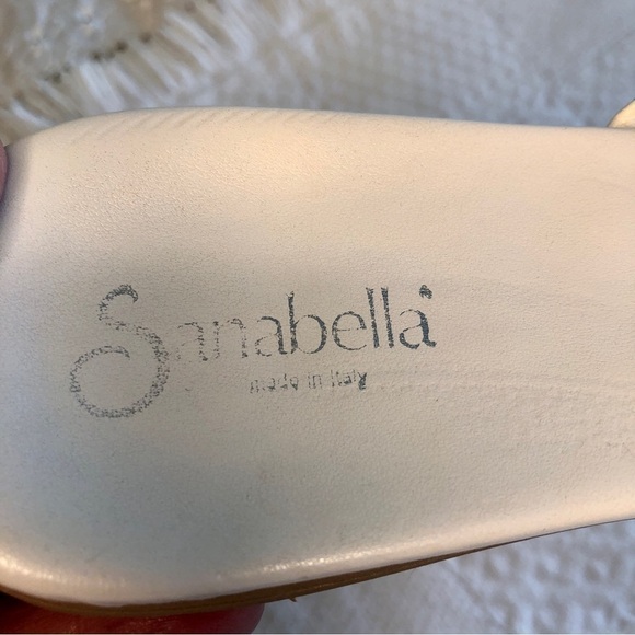 Sanabella Sandal White Silver Sequin Strap Flip Flop Italian Made size 8 US 38EU - Picture 6 of 15